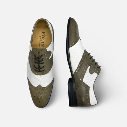 Men's Two tone Gray white spec shoe wingtip brogue | Final Sale