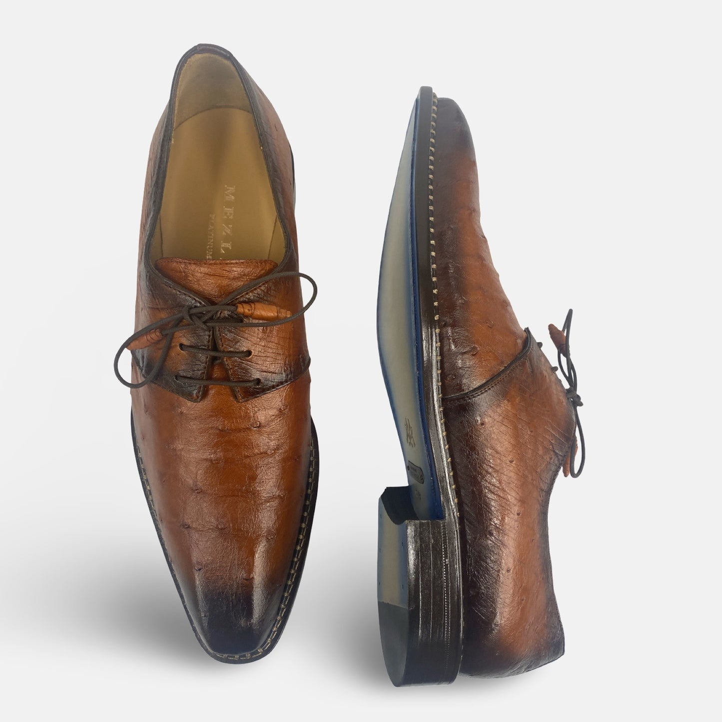 Mens Brandy Ostrich Shoe Tillson By Mezlan