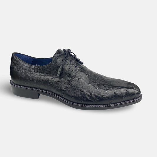 Mens Black Ostrich Shoe Tillson By Mezlan