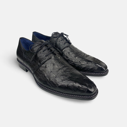 Mens Black Ostrich Shoe Tillson By Mezlan