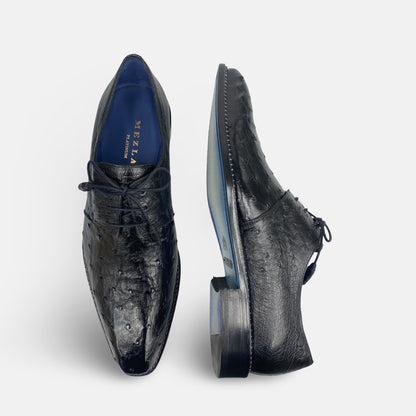 Mens Black Ostrich Shoe Tillson By Mezlan