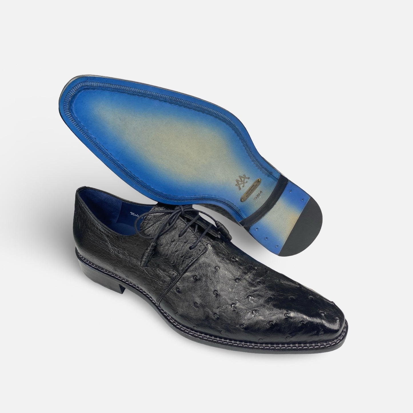 Mens Black Ostrich Shoe Tillson By Mezlan