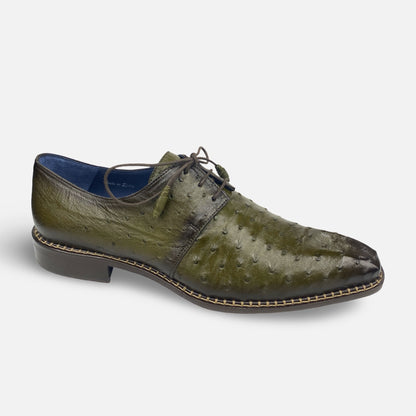 Mens Olive Ostrich Shoe Tillson By Mezlan