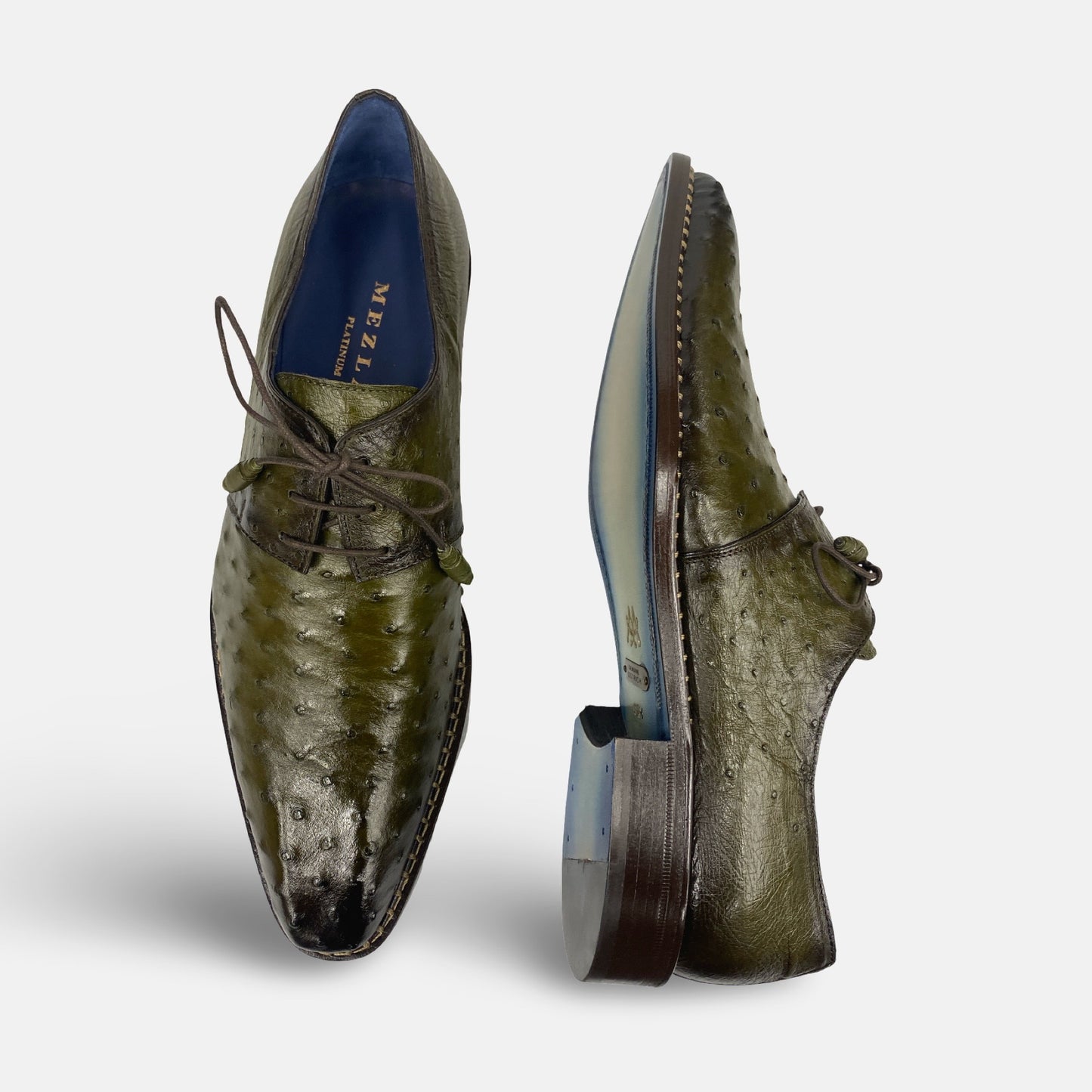 Mens Olive Ostrich Shoe Tillson By Mezlan
