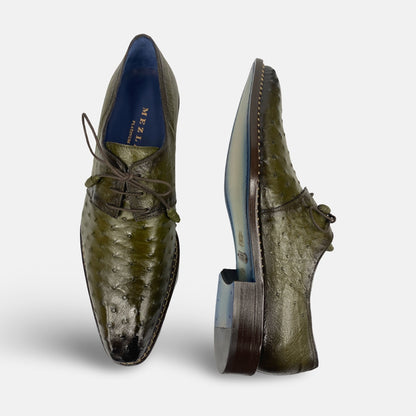 Mens Olive Ostrich Shoe Tillson By Mezlan