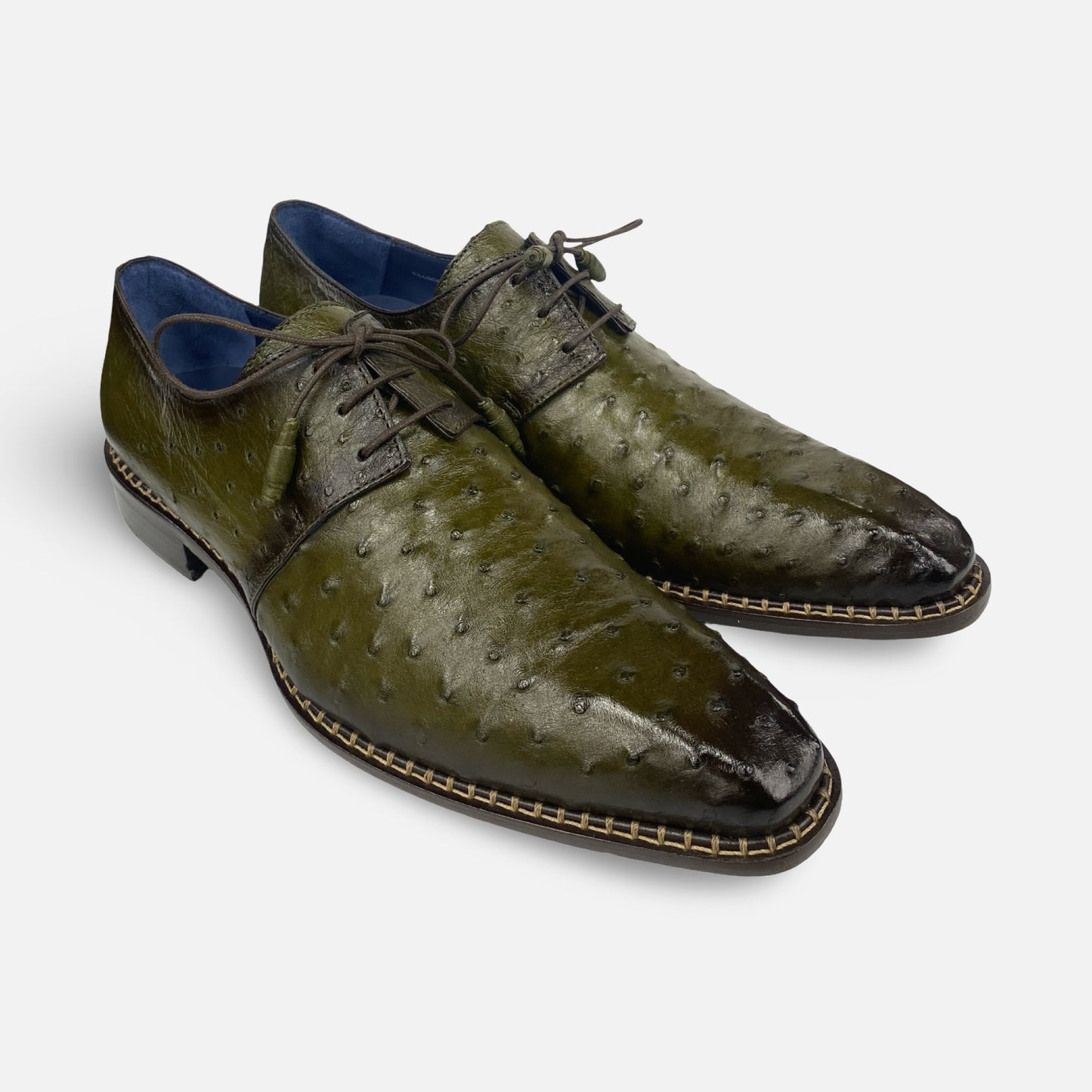 Mens Olive Ostrich Shoe Tillson By Mezlan