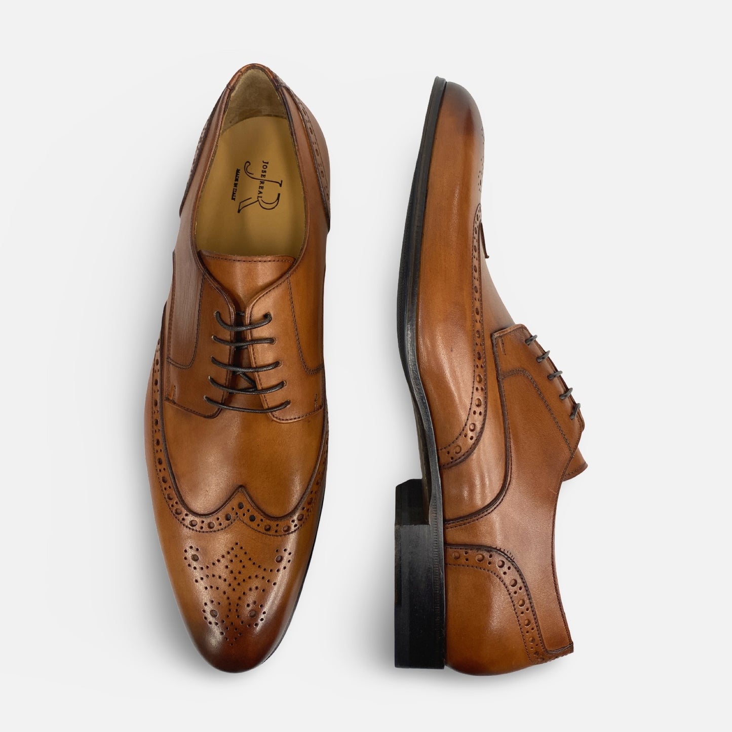 Jose Real Italian Wingtip Shoe Cognac I130