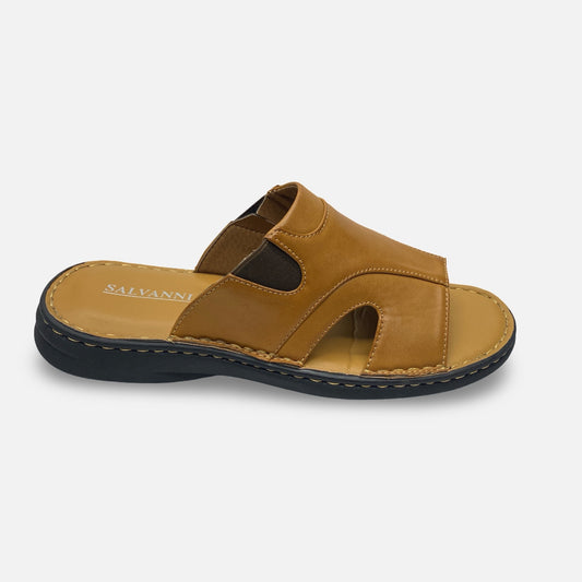 Men's Salvanni Tan Open Toe Slide Sandal (Final Sale)
