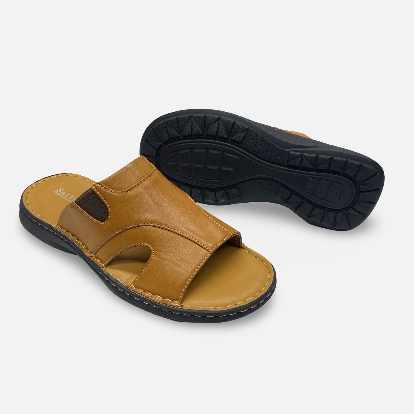 Men's Salvanni Tan Open Toe Slide Sandal (Final Sale)