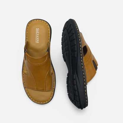 Men's Salvanni Tan Open Toe Slide Sandal (Final Sale)
