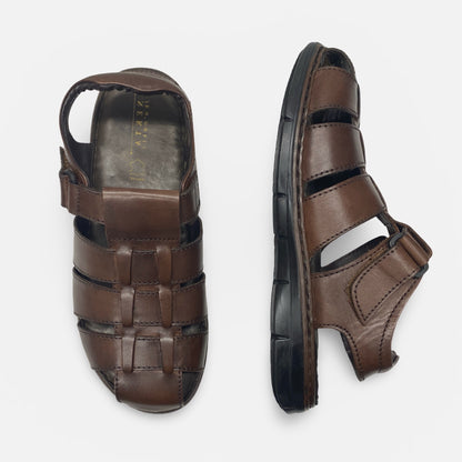 Men’s Brown Leather Sandal – Comfortable Everyday Strap Sandal (Final Sale)
