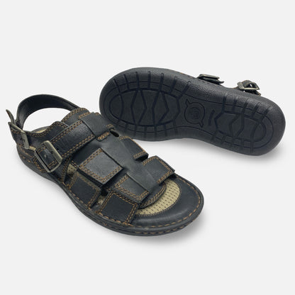 Born Miguel Men’s Leather Sandal – Black, Size 10 (Final Sale)