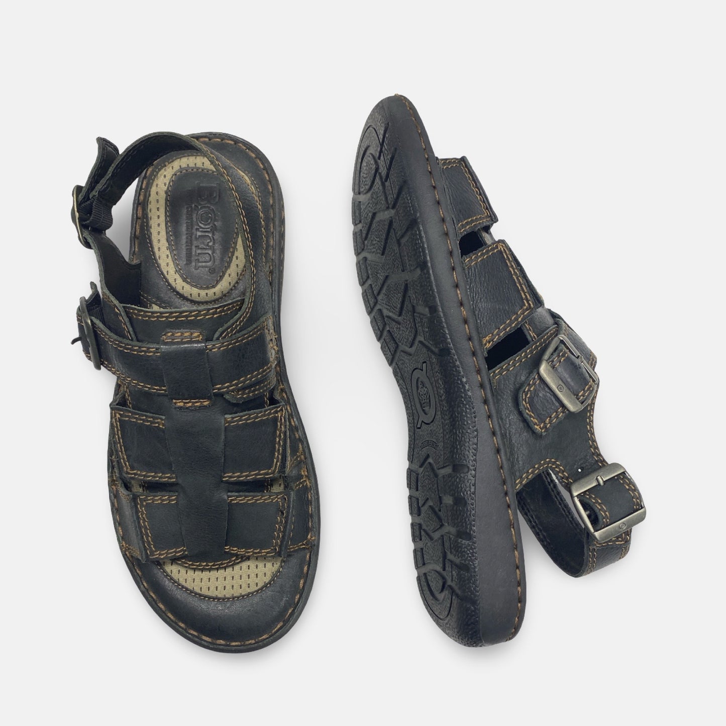Born Miguel Men’s Leather Sandal – Black, Size 10 (Final Sale)