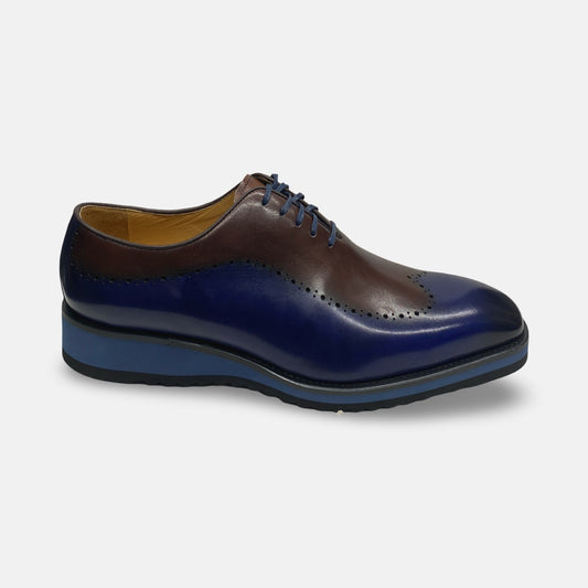 Carrucci Men’s Two-Tone Oxford Shoe – Navy & Brown (KS515-33T)