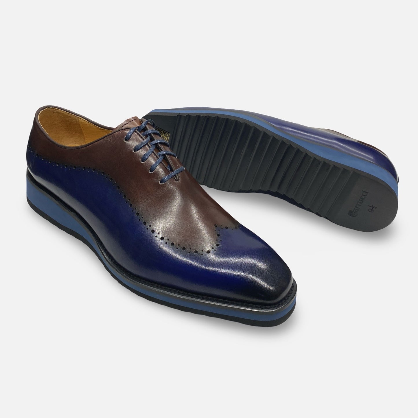 Carrucci Men’s Two-Tone Oxford Shoe – Navy & Brown (KS515-33T)