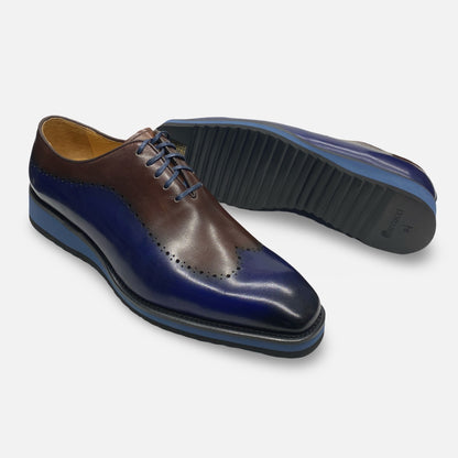 Carrucci Men’s Two-Tone Oxford Shoe – Navy & Brown (KS515-33T)