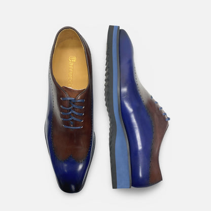 Carrucci Men’s Two-Tone Oxford Shoe – Navy & Brown (KS515-33T)