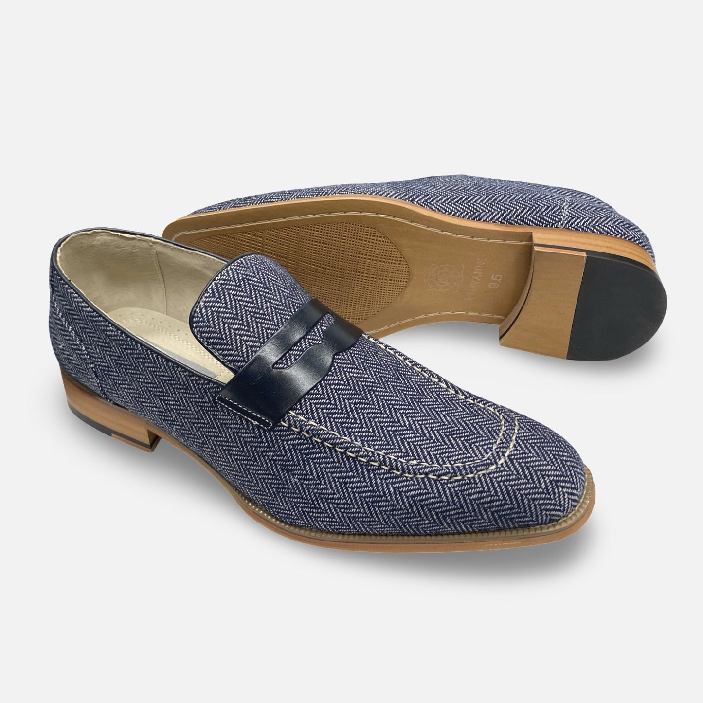 Giovanni twead Navy Penny Loafer | Size 9.5, 10 Last Pairs | Final Sale