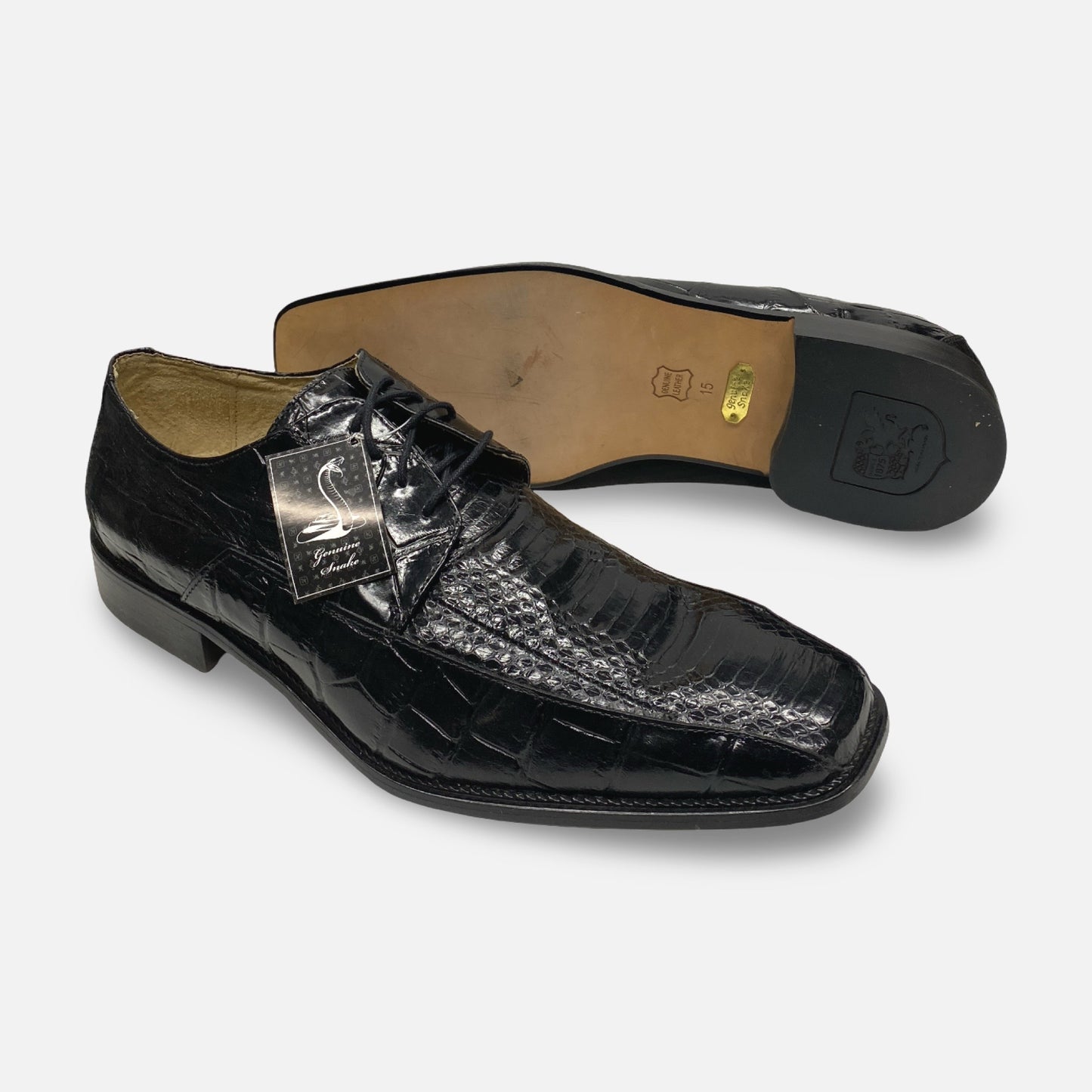 Stacy Adams Black Snakeskin Shoe Jaxon | Size 15 M