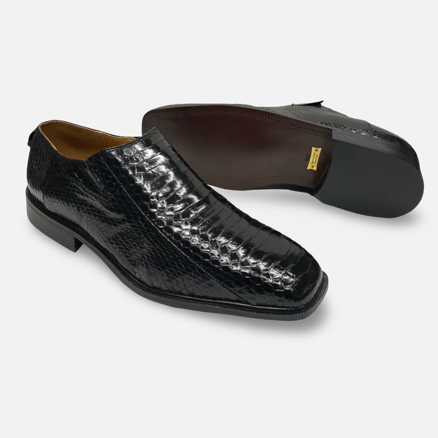 Giorgio Brutini Snakeskin Black Loafer Felix | Final Sale | Size 14, 15