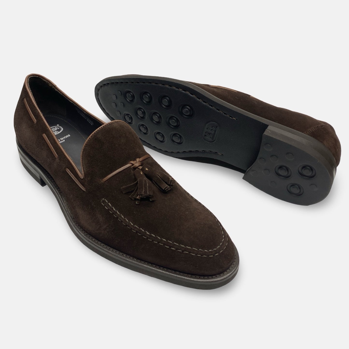 Calzoleria Toscana Tassel Loafer Suede Brown Italian | Size 47 (US 14)