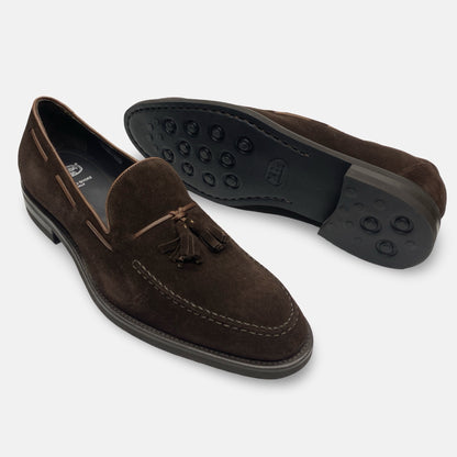 Calzoleria Toscana Tassel Loafer Suede Brown Italian | Size 47 (US 14)