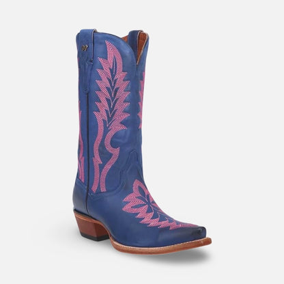 Dan Post Women’s Rochelle Western Boot – Blue & Pink Cowgirl Snip Toe