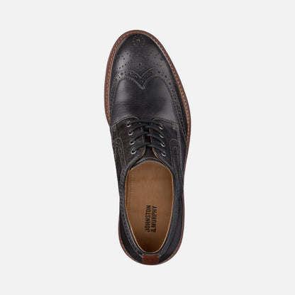 Johnston & Murphy Cambridge Charcoal Full Grain Wingtip Oxford Shoe | Clearance