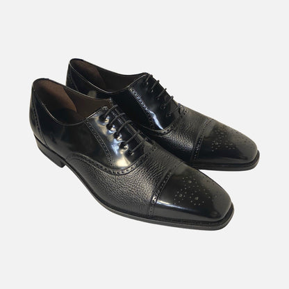 Mens black brogue cap toe