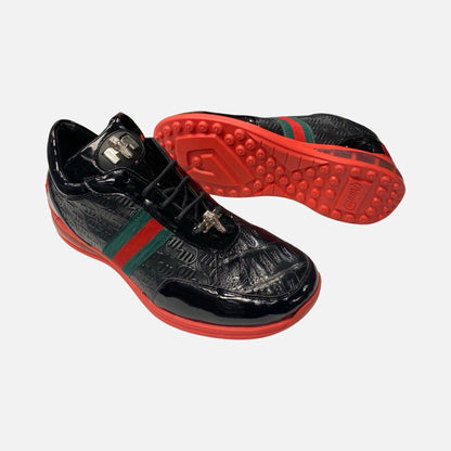 Mens exotic skin sneaker with ribbon