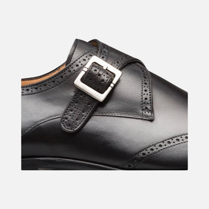 Men’s Mezlan single monkstrap wingtip black Dress shoe Forest