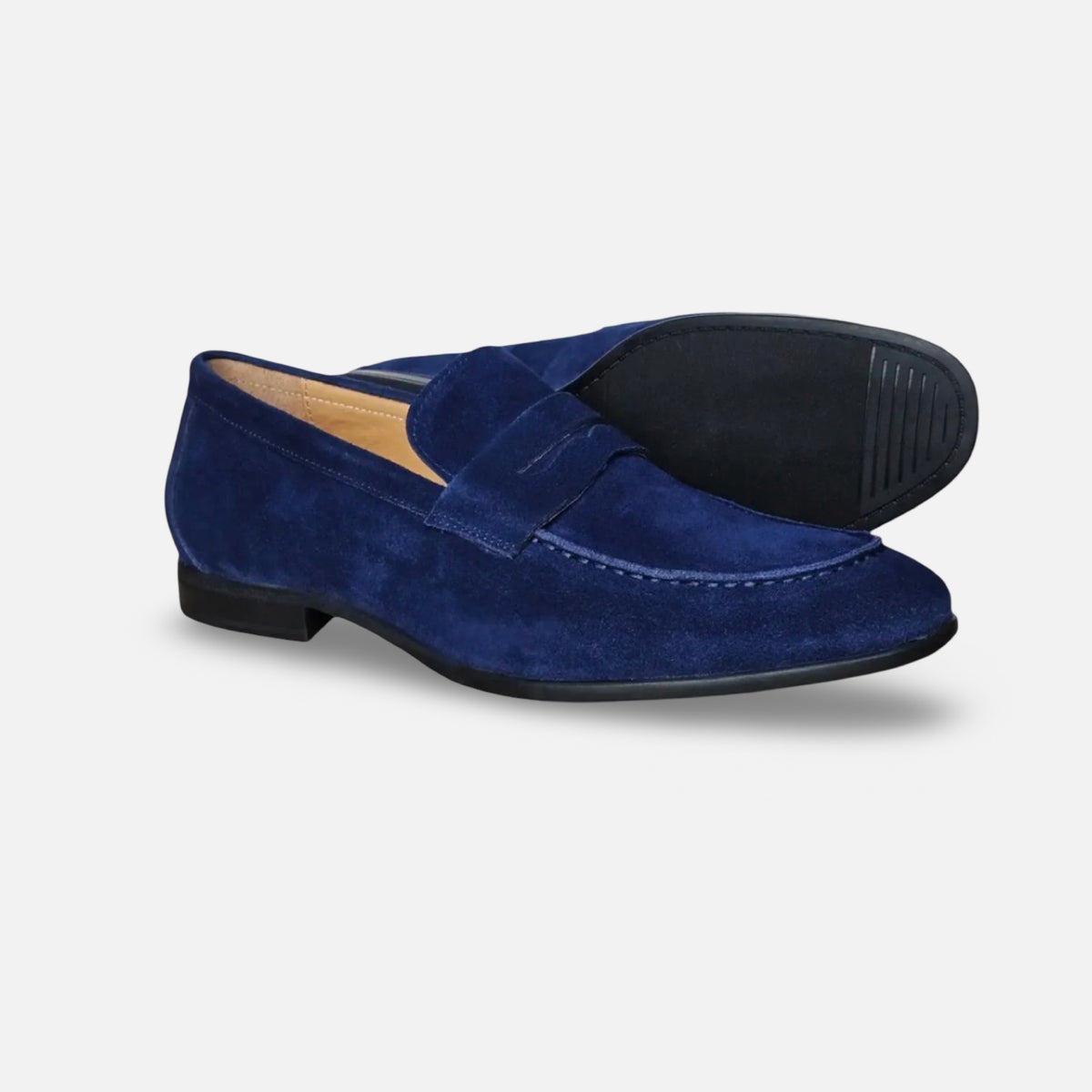 Mens Carrucci Blue Suede Flex Sole Penny Loafer
