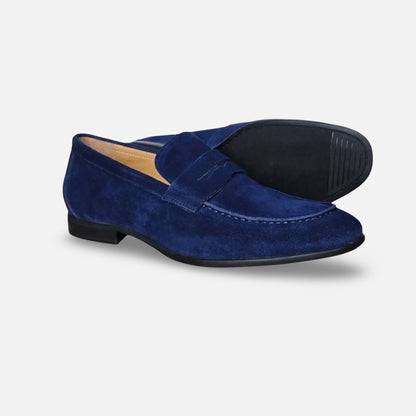 Mens Carrucci Blue Suede Flex Sole Penny Loafer
