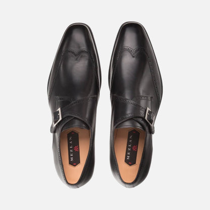 Men’s Mezlan single monkstrap wingtip black Dress shoe Forest
