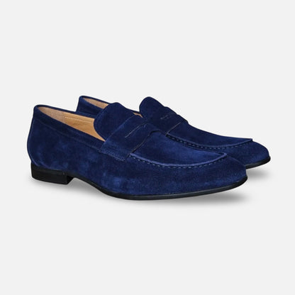 Mens Carrucci Blue Suede Flex Sole Penny Loafer