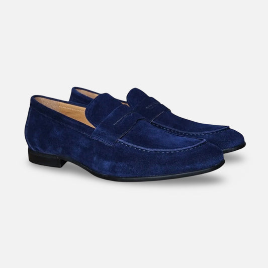 Mens Carrucci Blue Suede Flex Sole Penny Loafer