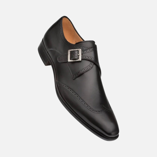 Men’s Mezlan single monkstrap wingtip black Dress shoe Forest