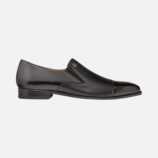 Mezlan cap toe loafer with deerskin and calf